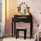 Black Pine Wood Vanity Table Set with LED Lights Mirror and 5 Drawers